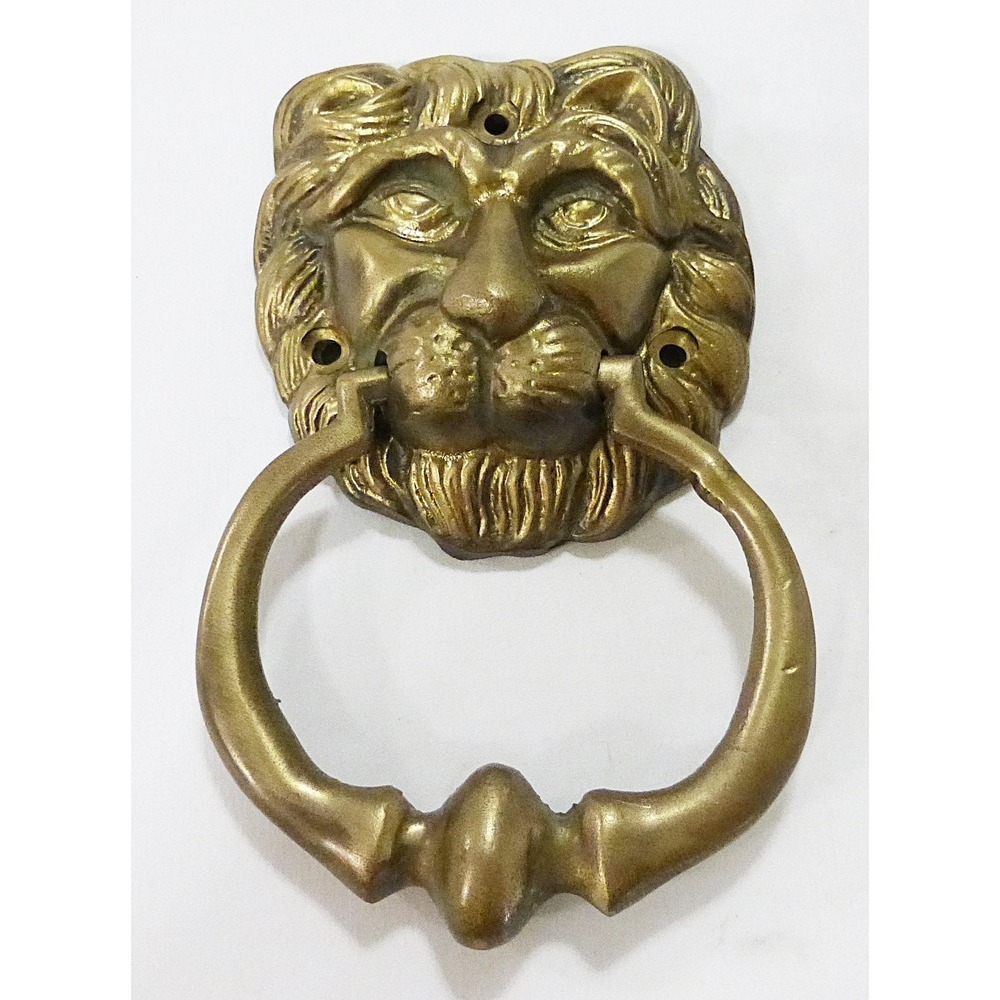 Vtg door‎ knocker lion head solid brass Victorian style heavy renaissance